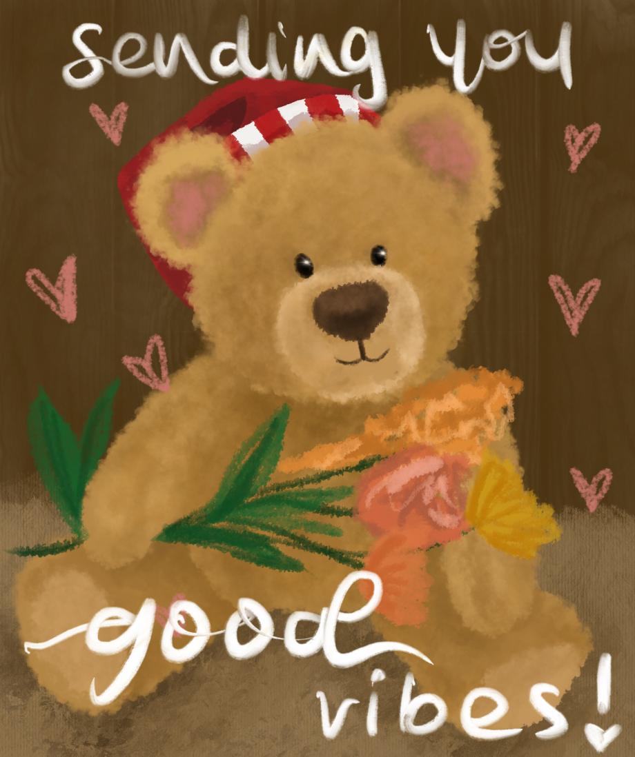 Jamie Jian Art - sending you good vibes teddy bear