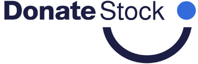 The donate stock logo featuring a black background.